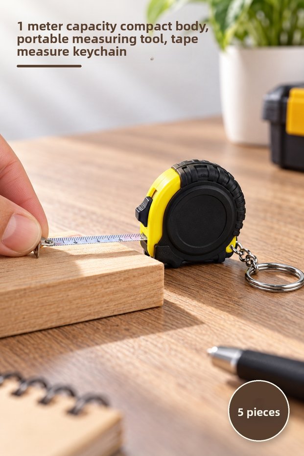 5 Pieces Mini Tape Measure Keychain – Compact Body with 1 Meter Capacity, Portable Measuring Tool, Tape Measure Keychain