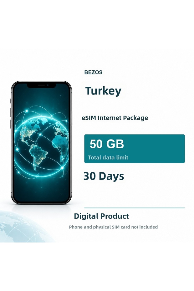 باقة الإنترنت eSIM في تركيا 50 جيجابايت لمدة 30 يومًا