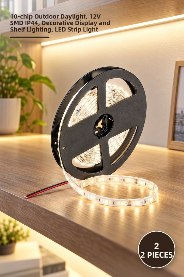 2 Pieces Ct-4488 Led Strip – 10 Chip Outdoor Daylight, 12V Smd Ip44, Decorative Showcase and Shelf Lighting, Led Strip Light