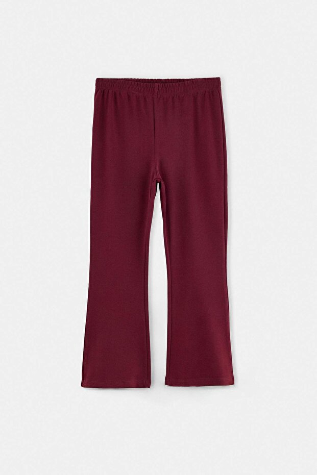 Burgundy Interlock Soft Touch Knitted Girls' Sweatpants Tkdaw27Ea00022