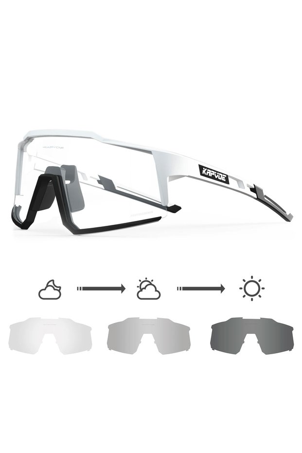 kapvoe Photochromic-1lens 1L-09 Kapvoe Photochromic Sunglasses Men Cycling Glasses UV400 MTB Clear M