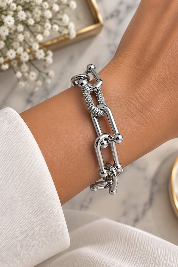 Special Series Zircon Stone Thick Tiffany Bracelet (18cm)