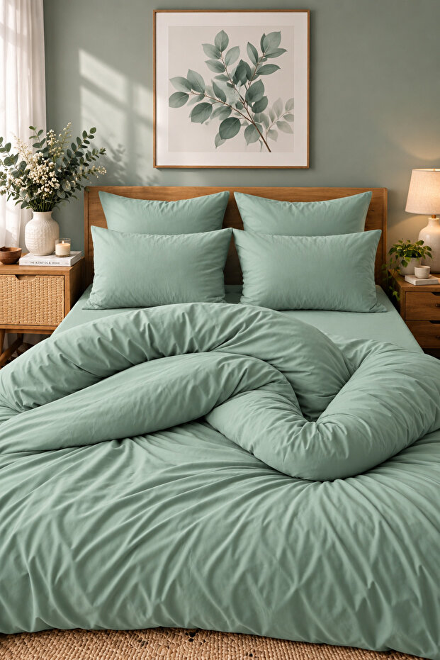 Single Duvet Cover + Pillowcase Water Green
