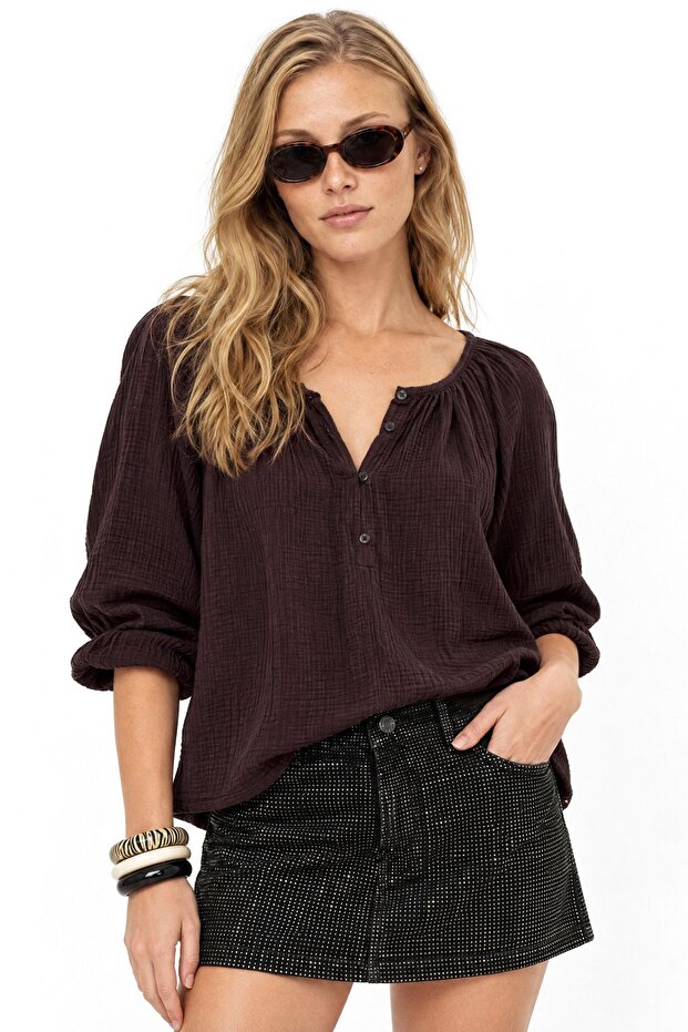 Mixray Buttoned Muslin Blouse