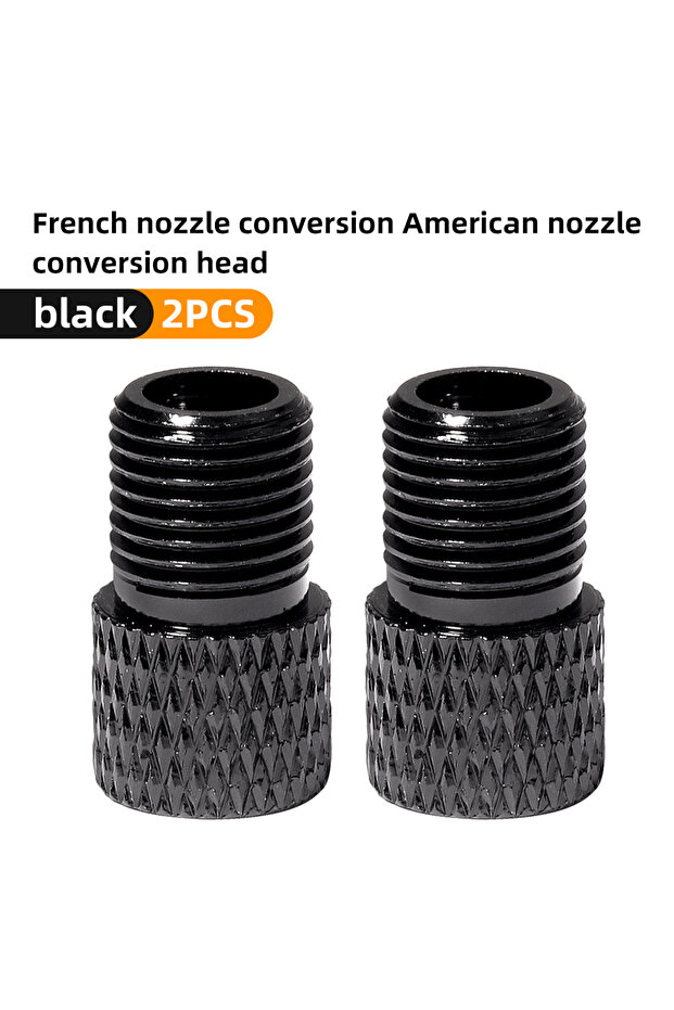Black 2PCS VXM Bicycle Aluminum Alloy CNC Bike Valve Adapter Convert Presta Schrader Valve Pump Air