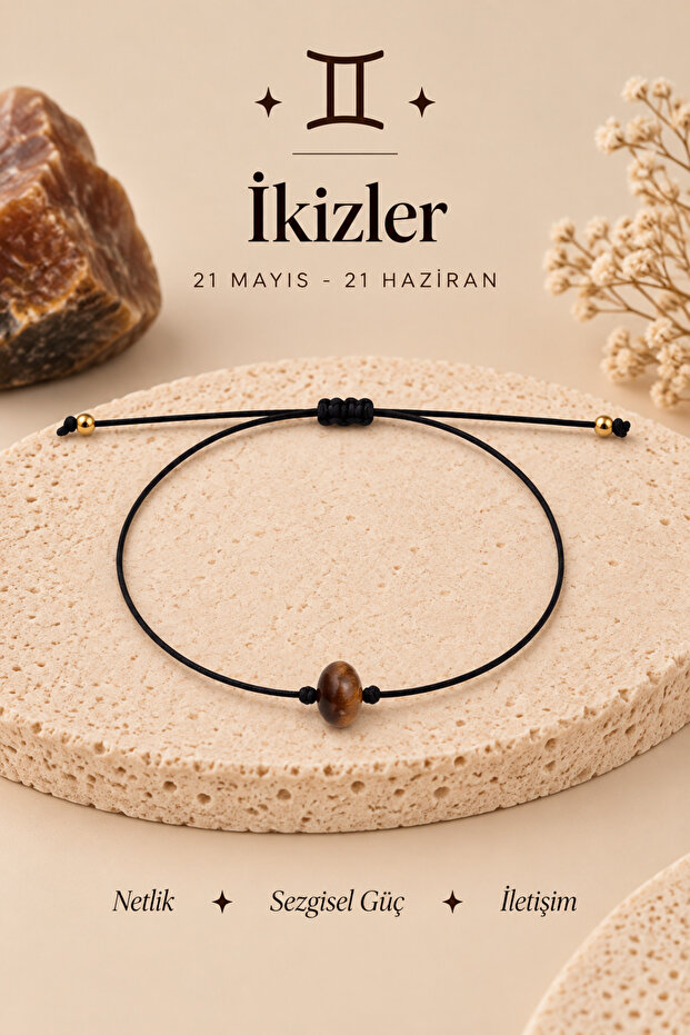 Gemini Zodiac Sign Real Natural Tiger's Eye Stone Lucky Bracelet