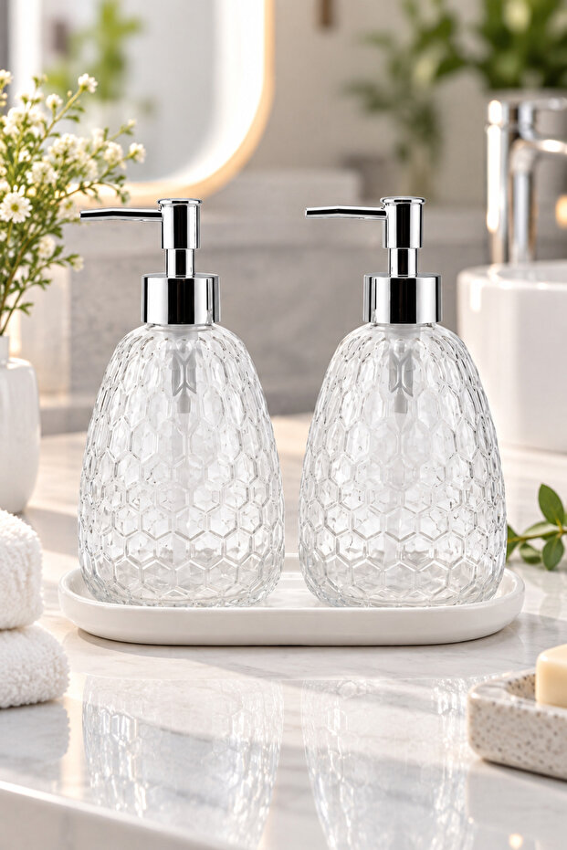 Royal Liquid Soap Dispenser 2Nd Generation with Stand Transparent-Chrome/White Base • Lavatory Bathroom Kitchen Countertop Elegance Glass Soap Dispenser Liquid Soap Dispenser Soap Pump Kitchen Liquid Soap Dispenser Glass Detergent Dispenser Decorative