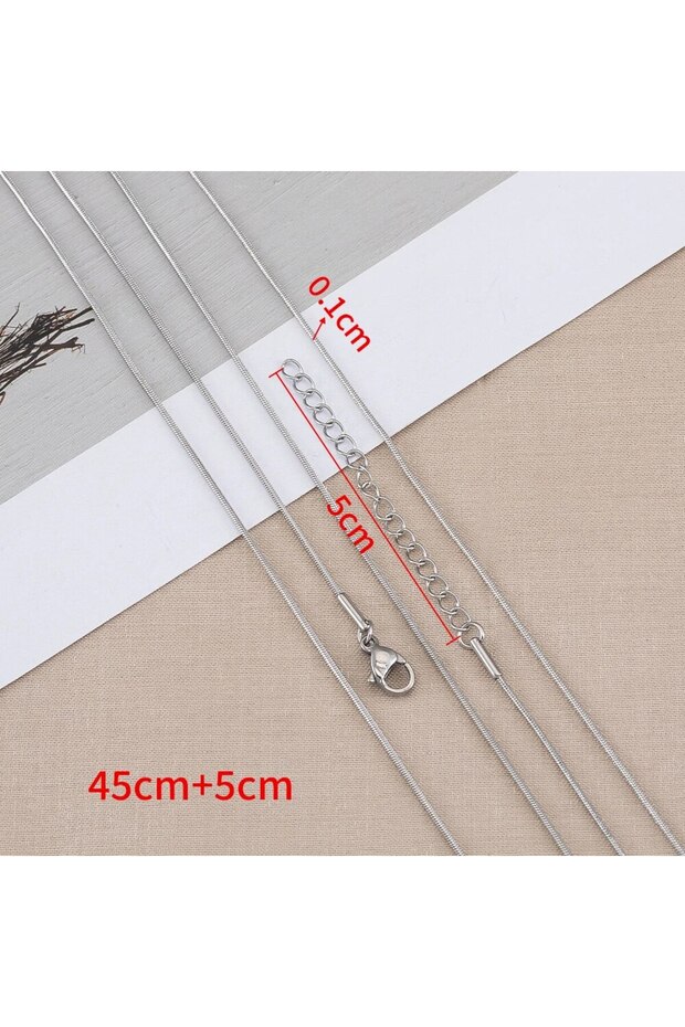 steel-color 5pcs 45cm Stainless Steel Snake Necklace Chains For Jewelry Making DIY Components Access