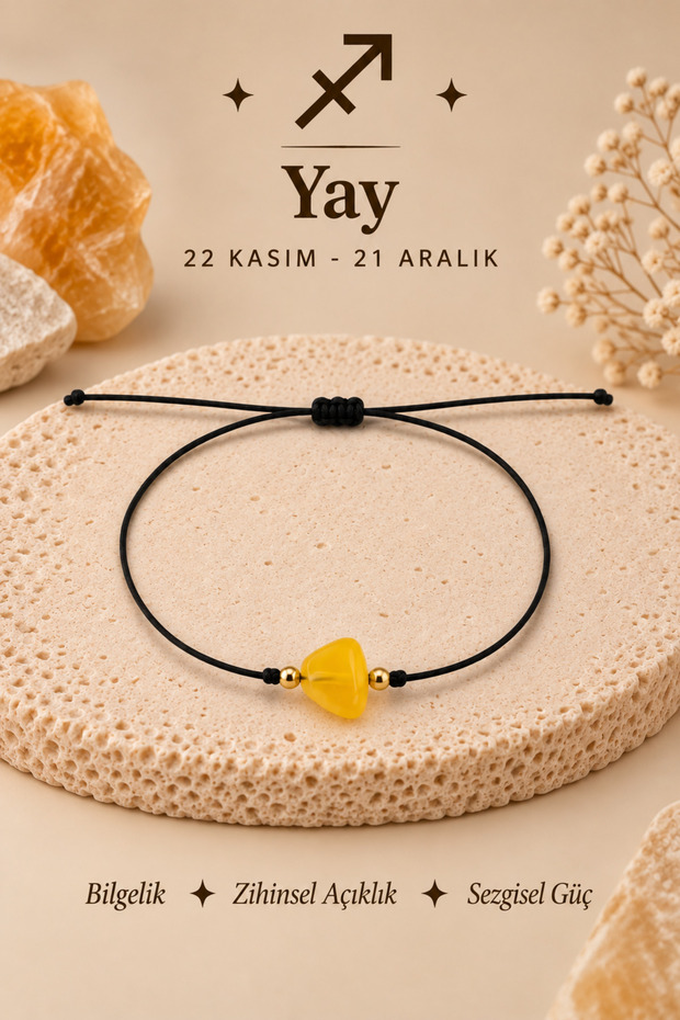 Sagittarius Zodiac Sign Real Natural Citrine Stone Lucky Bracelet