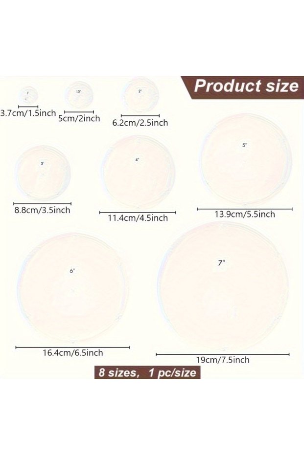 Clear 8pcs Acrylic Sewing Templates Clear Rulers Round Patterns Embroidery Drawing Template Quilt St