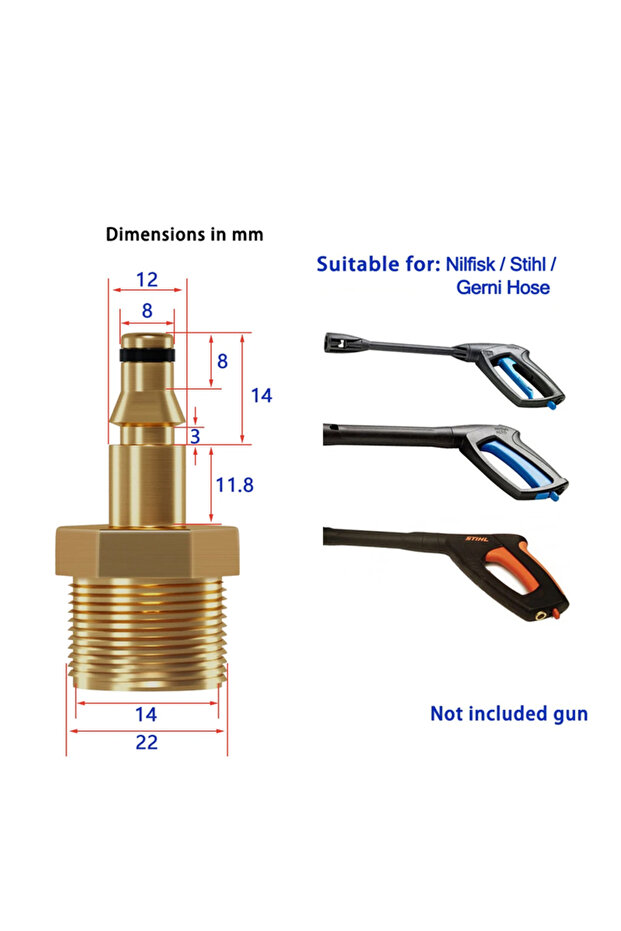 Pink M22 14MM Fitting Hose Connector High Pressure Washer Hose Adapter Replacement Parts and Accesso