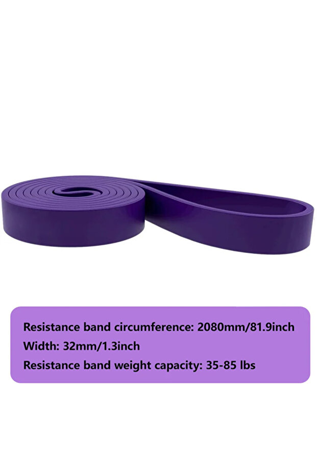 Purple 35-85LB 1Pcs Fitness Resistance Band Tough Latex Elastic Exercise Strength Pull-Ups Auxiliary