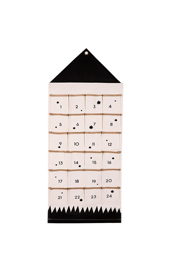 One Size Black Wall Hanging Decor Xmas 2025 Christmas Advent Calendar with 24 Pockets Reusable Count