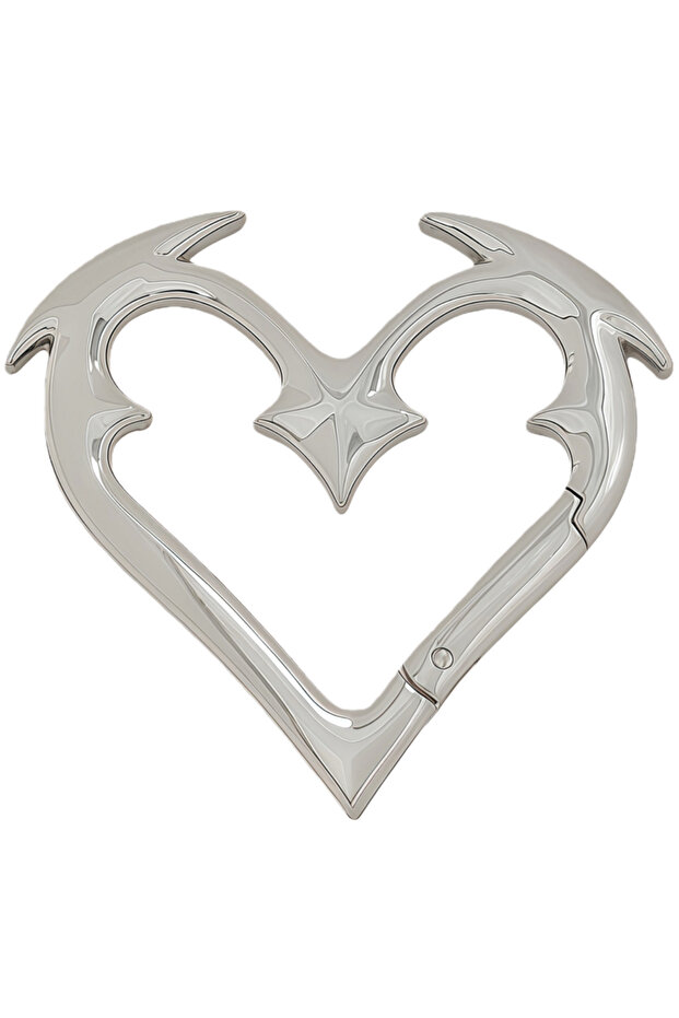 Bright Silver Angel Heart Clasp Metal Keychain, Closed Lobster Clasp, Styling Accessory, Bag Charm,