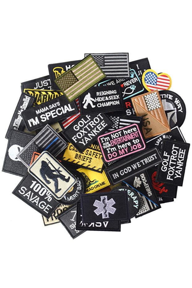 random set of 20 Random Set of 20Pcs Tactical Embroidery Patches 3D Embroidered Morale Labels Hook a