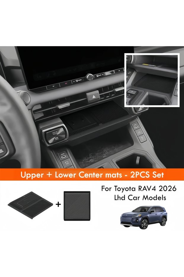 2PCS Center Mat Wireless Charging Non-slip Mat For Toyota RAV4 2026 Lhd Car Center Console Storage P