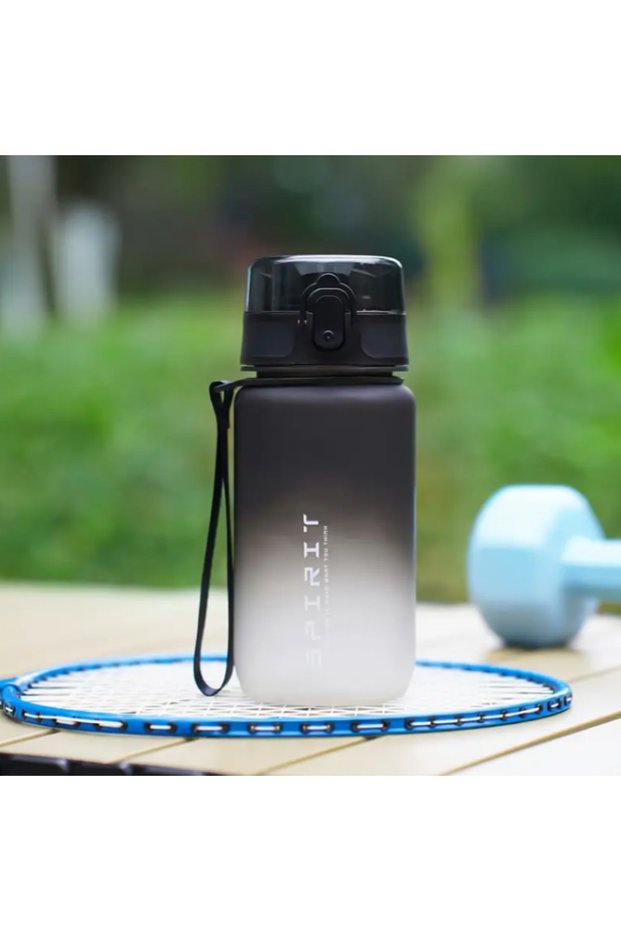 Black White 500ML 500ml/650ml Gradient Sports Water Bottle with Time Marker - Leak-Proof, Durable PC