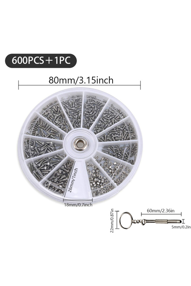 600 and 1pc 12 Kinds of Small Screws Nuts Assortment Kit M1 M1.2 M1.4 M1.6 Screw for Watches Glasses