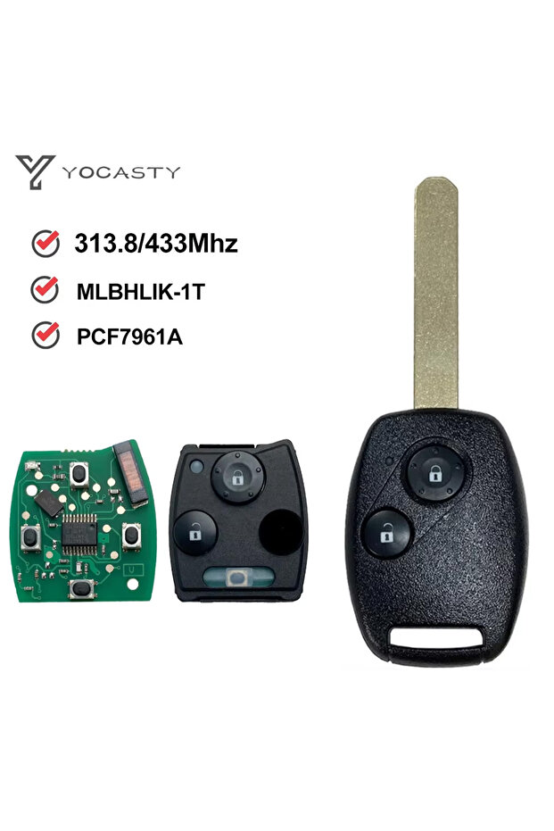 313.8MHz YOCASTY 433MHz 2 Button Remote Key 313.8MHz For Honda CRV Civic Jazz 2006 2007 2008 2011 ID