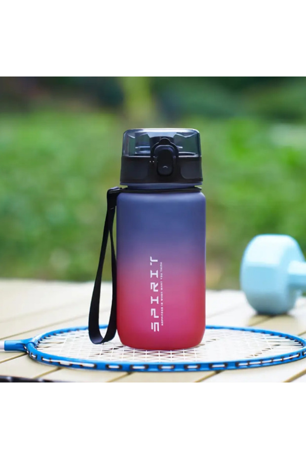Black Red 500ML 500ml/650ml Gradient Sports Water Bottle with Time Marker - Leak-Proof, Durable PC M