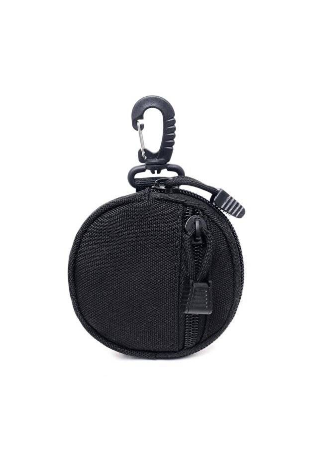 Black Mini EDC Pouch Keychain Zipper Holder Earphone Key Wallet Coin Purses Utility Outdoor Hiking H