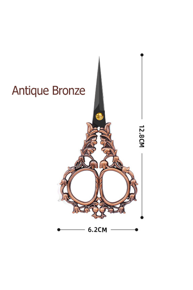 Antique Bronze Vintage Sewing Scissors - Antique Embroidery Scissors for Cutting Paper,Thread, Stitc