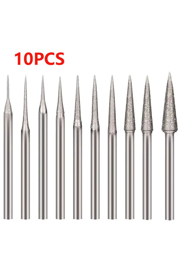 Other 10Pcs 10Pcs Various Sizes Diamond Mounted Grinding Head Burrs Stone Carving Bits for Rotary To