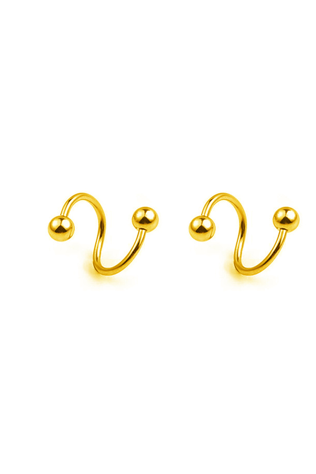 2PCS Gold Women's Spiral Earrings Piercing Jewelry Multi-Use Body Jewelry - Lips Nose Septum Tragus