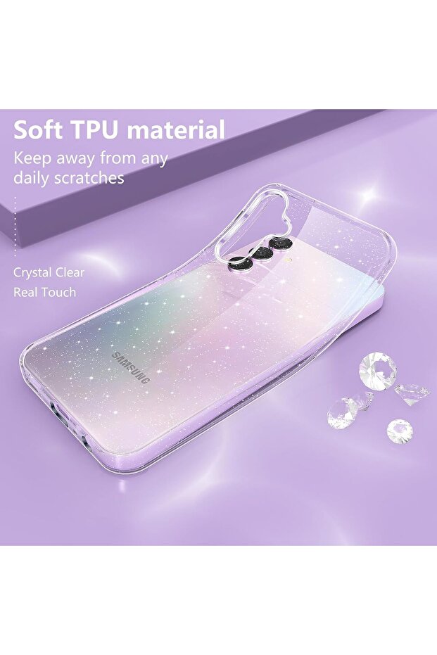 A55 Clear Glitter Case for Samsung Galaxy A55 A35 A15 A25 S24 Ultra S23 FE S22 Plus S21 S20 Note 20
