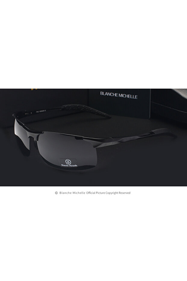 black black High Quality Ultra-Light Aluminum Magnesium Sport Sunglasses Polarized Men UV400 Rectang