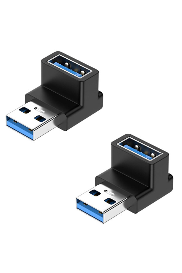 Black 10Gbps USB 3.2 Male to Female Adapter, 90 Degree L-Shaped USB Extension Connector, Compatible