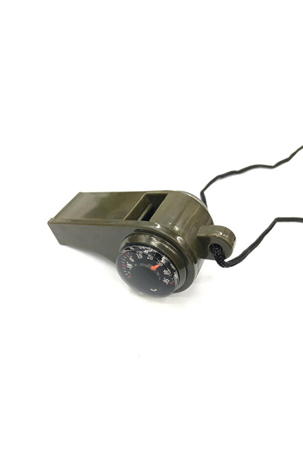 Dark Green 3 in 1 Emergency Survival Whistle Compass Thermometer Referee Cheerleading Whistle Sporti