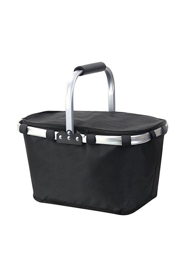 Black Picnic Basket Outdoor Ice Pack Foldable Insulation Bag Portable Shopping Basket With Lunch Box