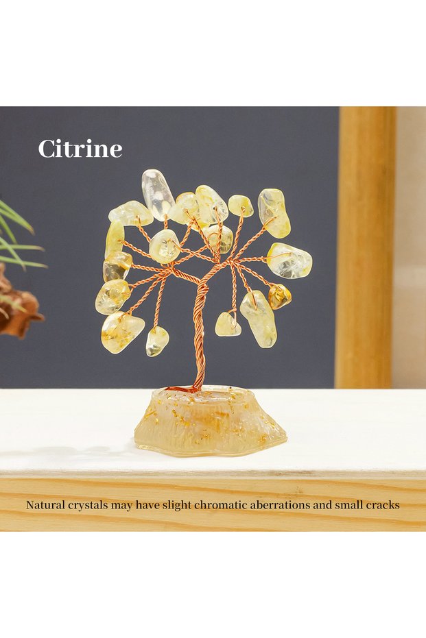 Citrine 1PC 7 Chakra Healing Natural Stones Resin Healing Mini Crystal Tree Home Office Desk Living