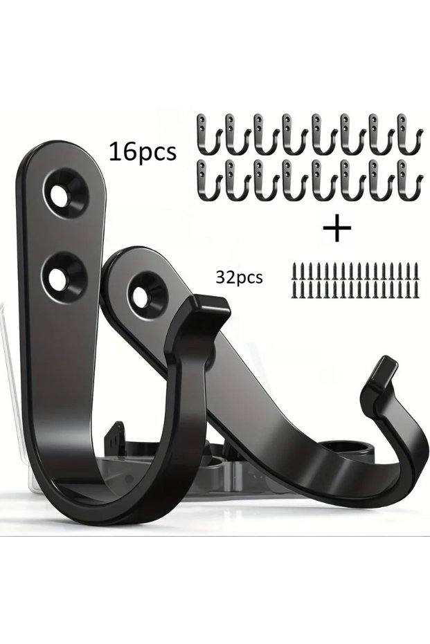 16 hooks 32 screw 48pcs（16 Hooks 32 Screws) Heavy-Duty Iron Coat Hooks,Anti-Rust Wall Mounted for
