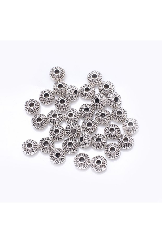 007 50Pcs Metal Round Loose Spacer Beads Crafts For Diy Jewelry Making Bracelet Necklace Earring Acc