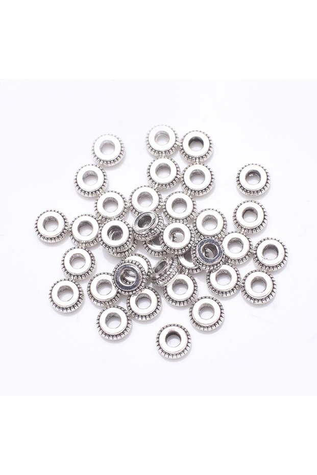 002 50Pcs Metal Round Loose Spacer Beads Crafts For Diy Jewelry Making Bracelet Necklace Earring Acc
