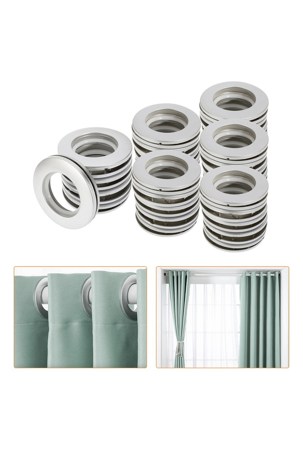 Silver 50Pcs Curtain Grommets Roman Ring 4cm Inner Diameter Curtain Eyelet Rings ABS Plastic Nanosca