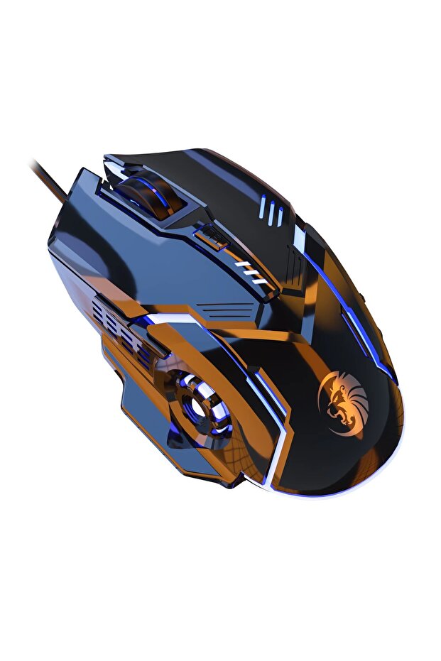 black F7 Wired 6 Keys Mouse Colorful Lighting Gaming and Office For Microsoft Windows and Apple IOS