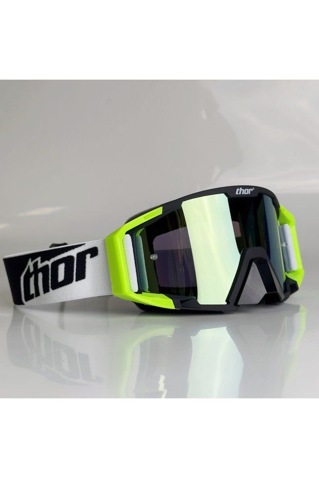 Green MX ATV Motocross Goggles HD Lens - Windproof Dustproof UV Protection for Off-Road Riding Skiin