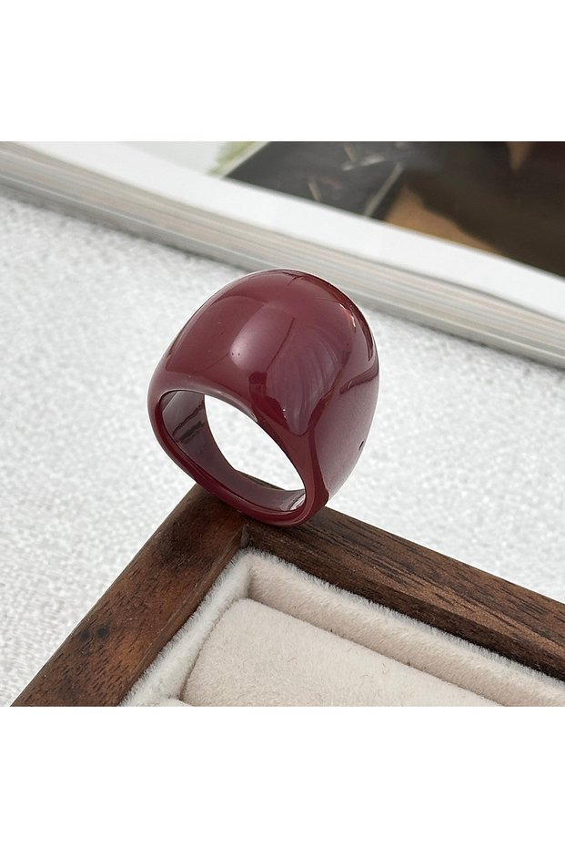 F00K1JH00933 PuRui 3 Styles Vintage Red Thick Acrylic Resin Bangles Rings for Women’s Punk Hip Hop I
