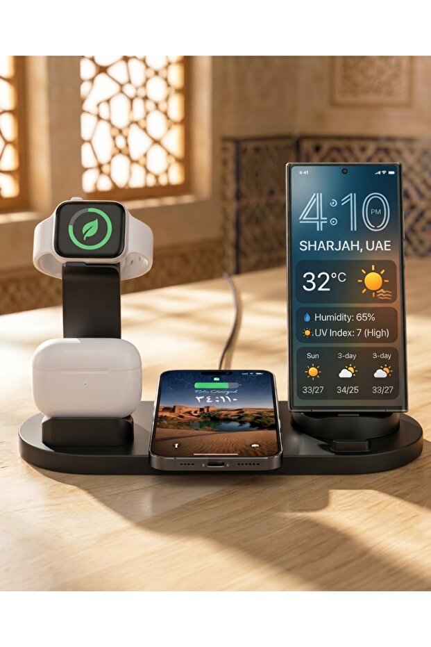 3 In 1 Mobile Phone Station Charging Samsung And I Phone Type C PIN And NFC With Watch Stand