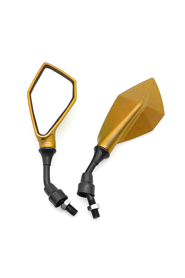 Gold 2pcs 10mm Wide Angle Adjustable Motorcycle Rearview Mirrors Flexible Bike Side View Mirrors fo