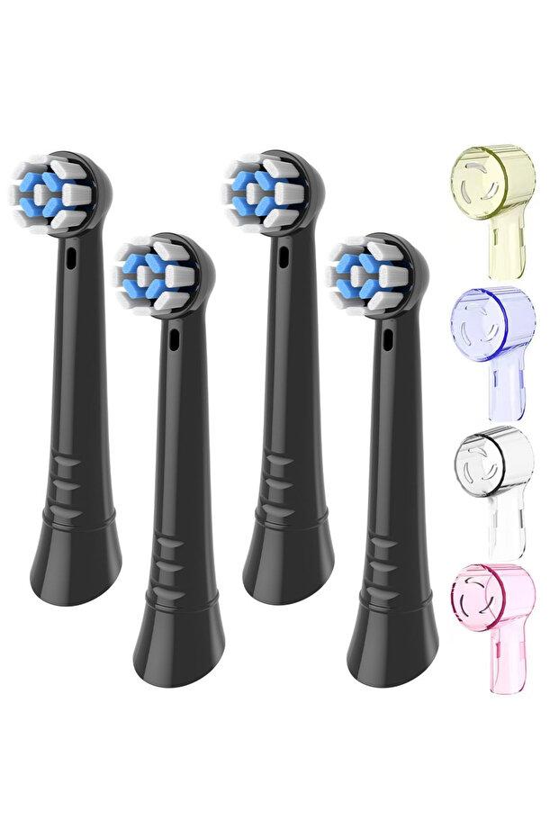 4 White with 4Covers Replacement Toothbrush Heads Compatible with Oral-B IO 3/4/5/6/7/8/9/10 Series