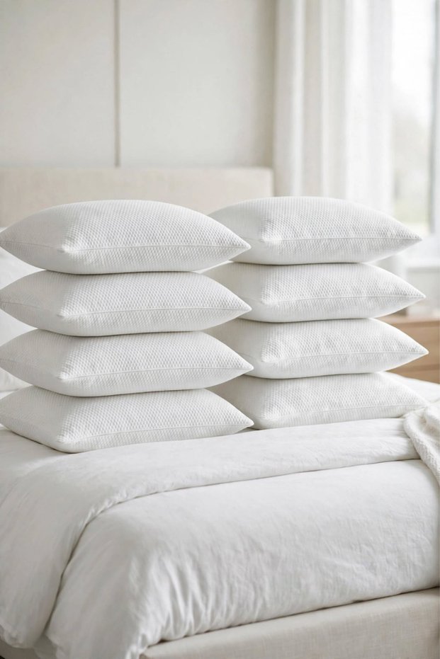 8-Piece Waterproof Pillow Covers 50X70 cm | Zippered Pillow Protective Cover | Micro Fabric | Anti-Sweat | White