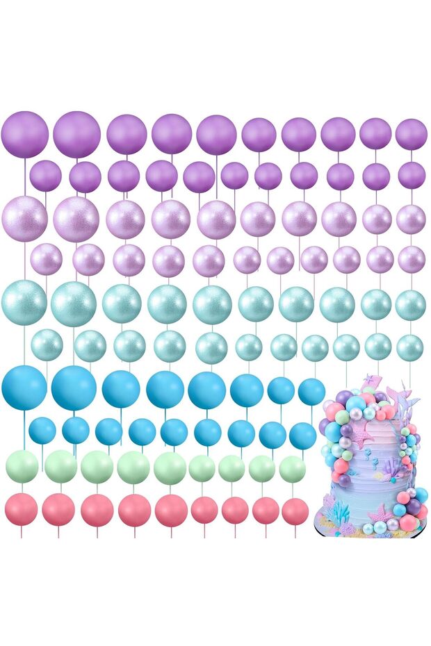Pearl color 108 Pcs Balls Cake Topper Cupcake Topper DIY Cake Insert Topper Foam Cake Balls Baking D