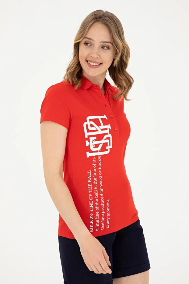 Women's Red Collar T-Shirt