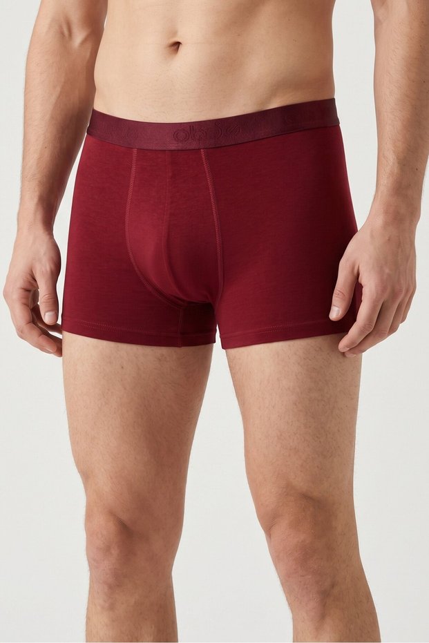 Men's Burgundy Combed Cotton Modal Short Boxers