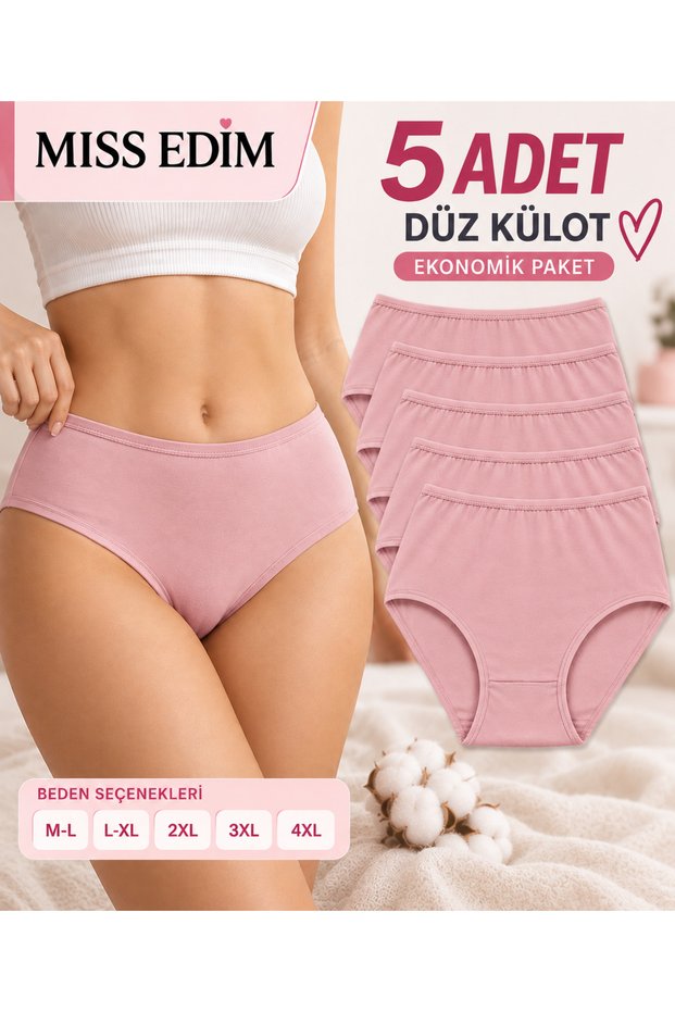 Plain Underwear Panties 5-Pack