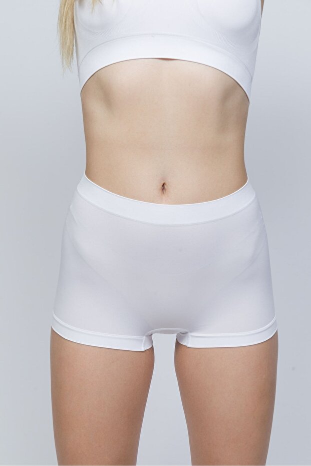 Kadın Beyaz Seamless Boxer